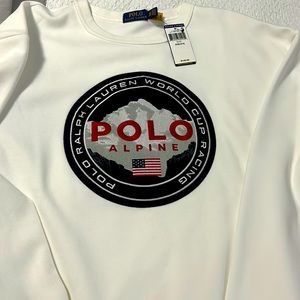 Polo Ralph Lauren White Alpine Racing Pullover